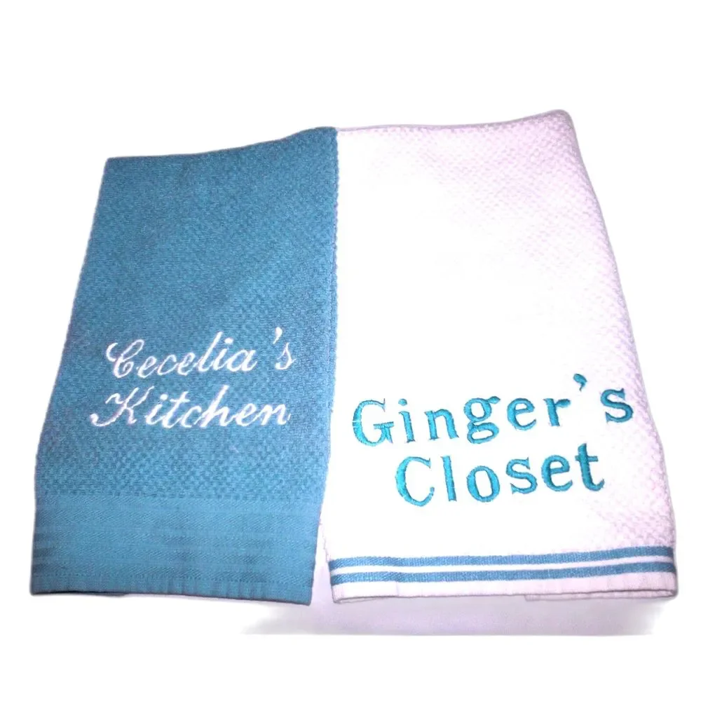 PERSONALIZED EMBROIDERED KITCHEN TOWELS MADE TO ORDER SET OF 2 TOWELS $18 - Picture 4 of 8